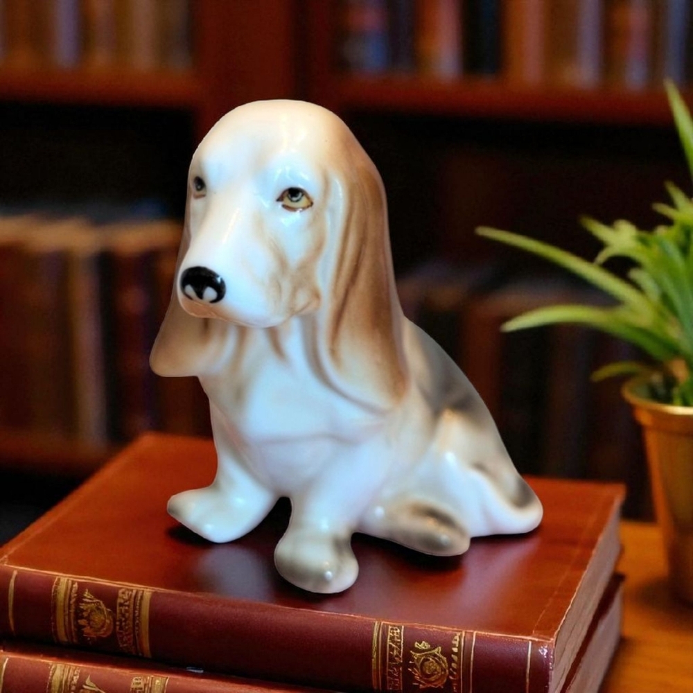 Vintage Bone China Basset Hound Home Decor - Collectible Dog Figurine